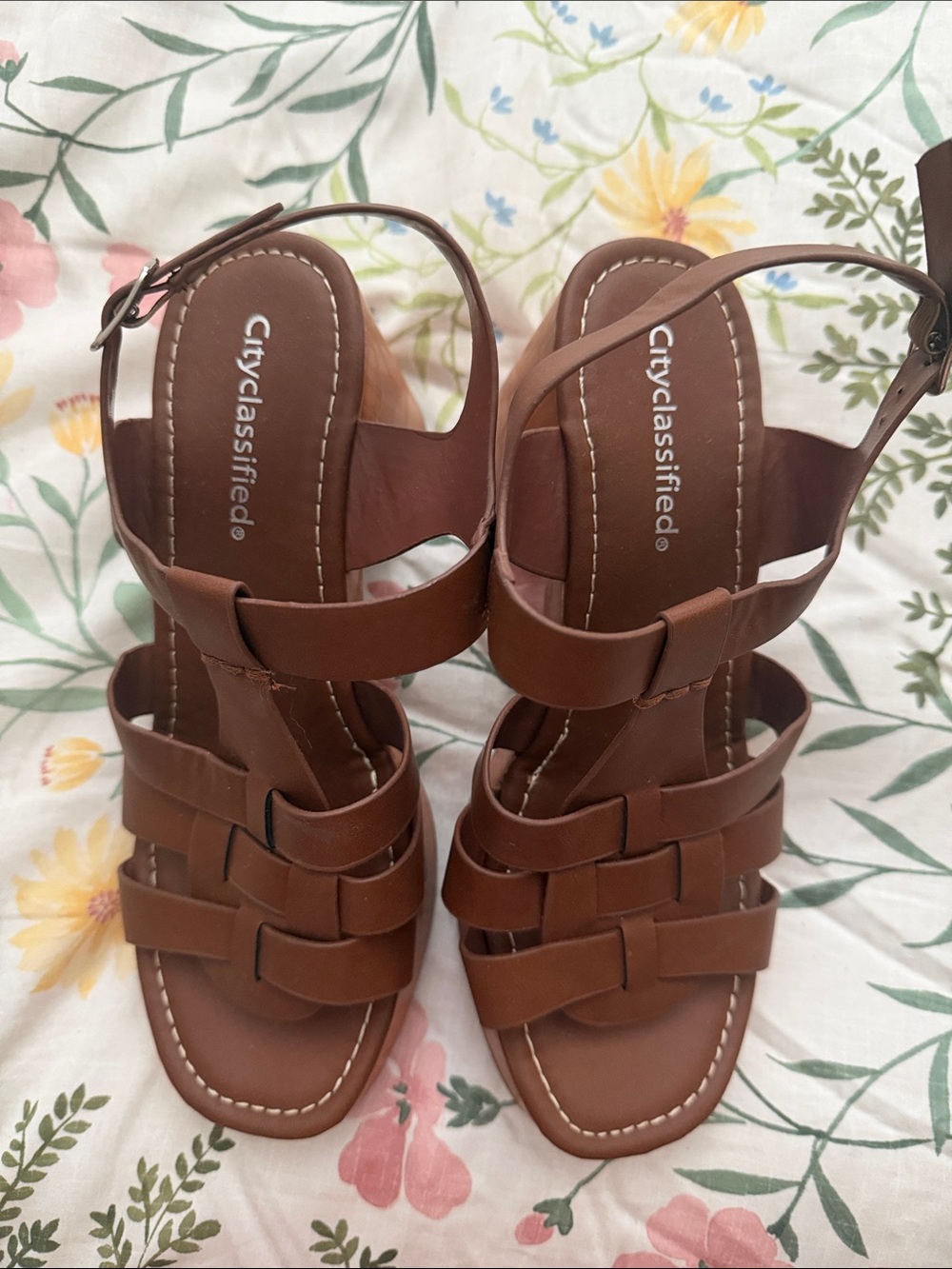Cityclassified Brown Strappy Block Heel Sandals, Size 9, New - Picture 2 of 8